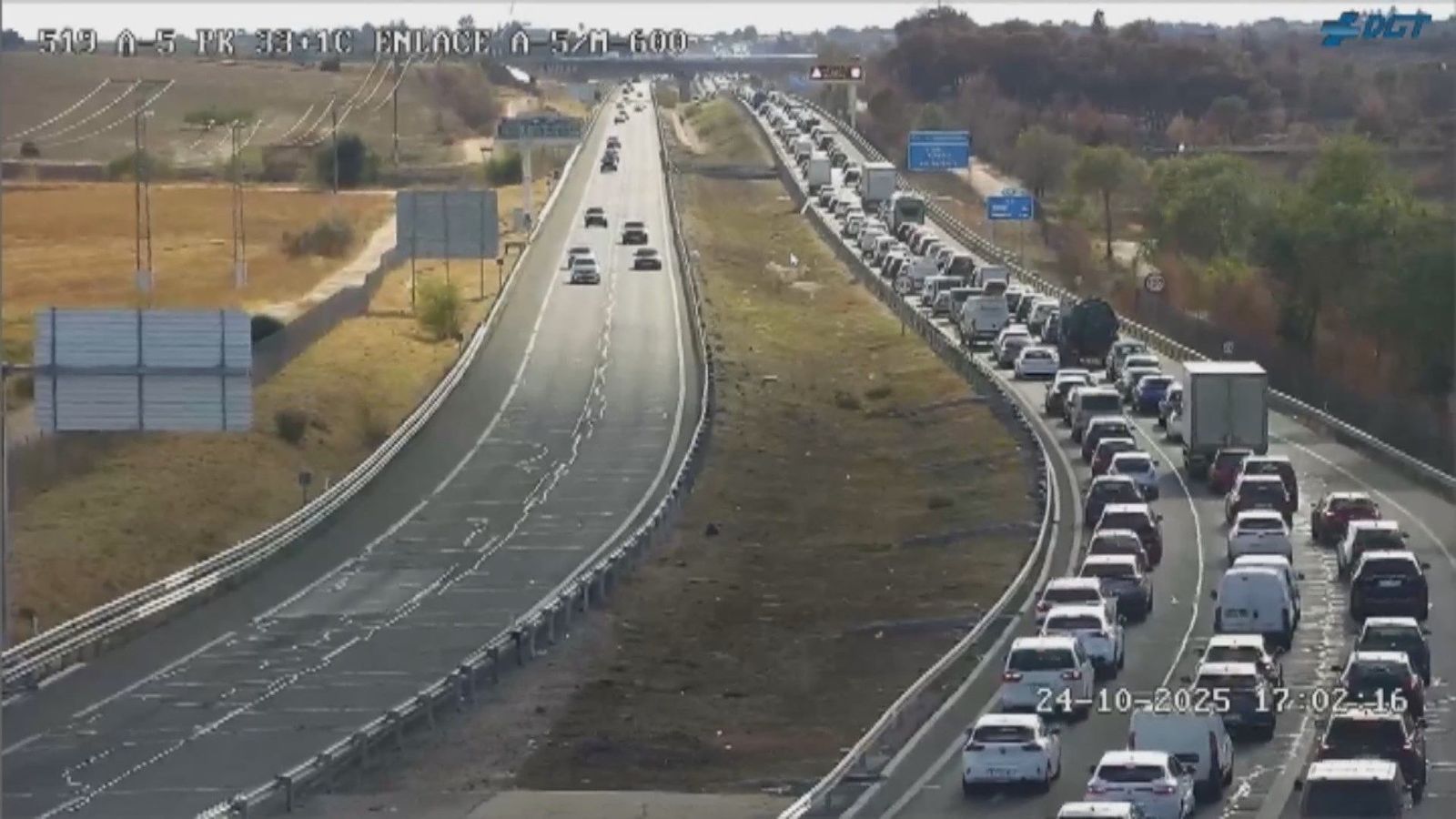 Atasco de 3 kilómetros en la A-5 dirección Navalcarnero
