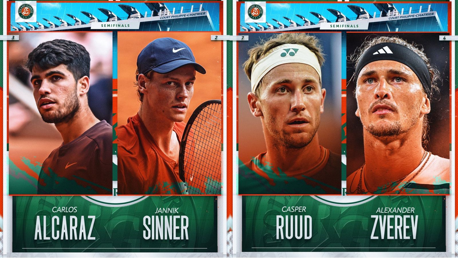 Alcaraz-Sinner, Zverev-Ruud