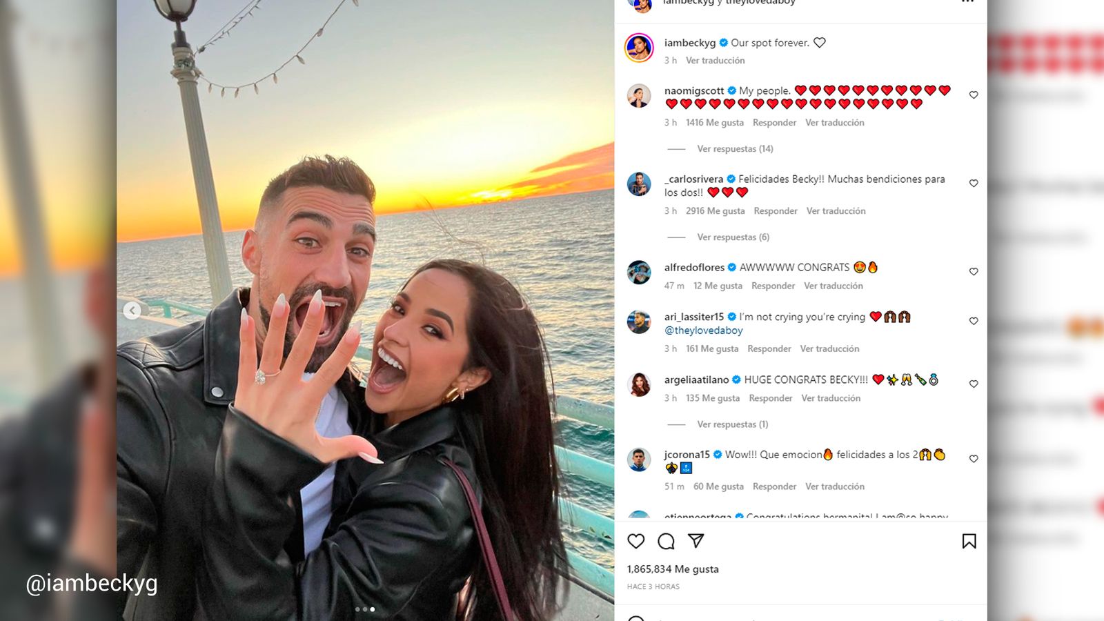 El 'sí quiero' de Becky G a Sebastian Lletge