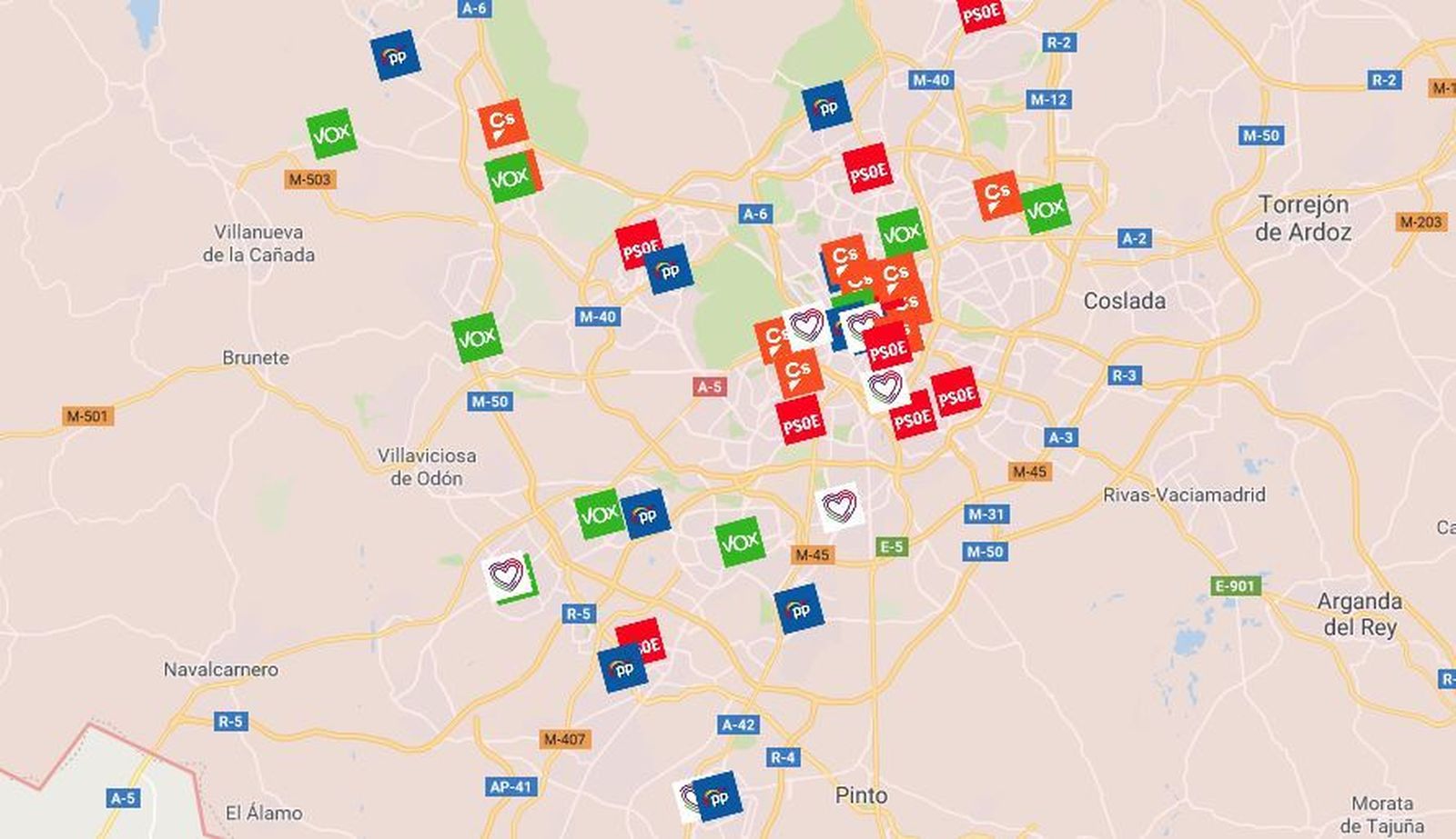 El recorrido de los candidatos a la presidencia de la Comunidad de Madrid