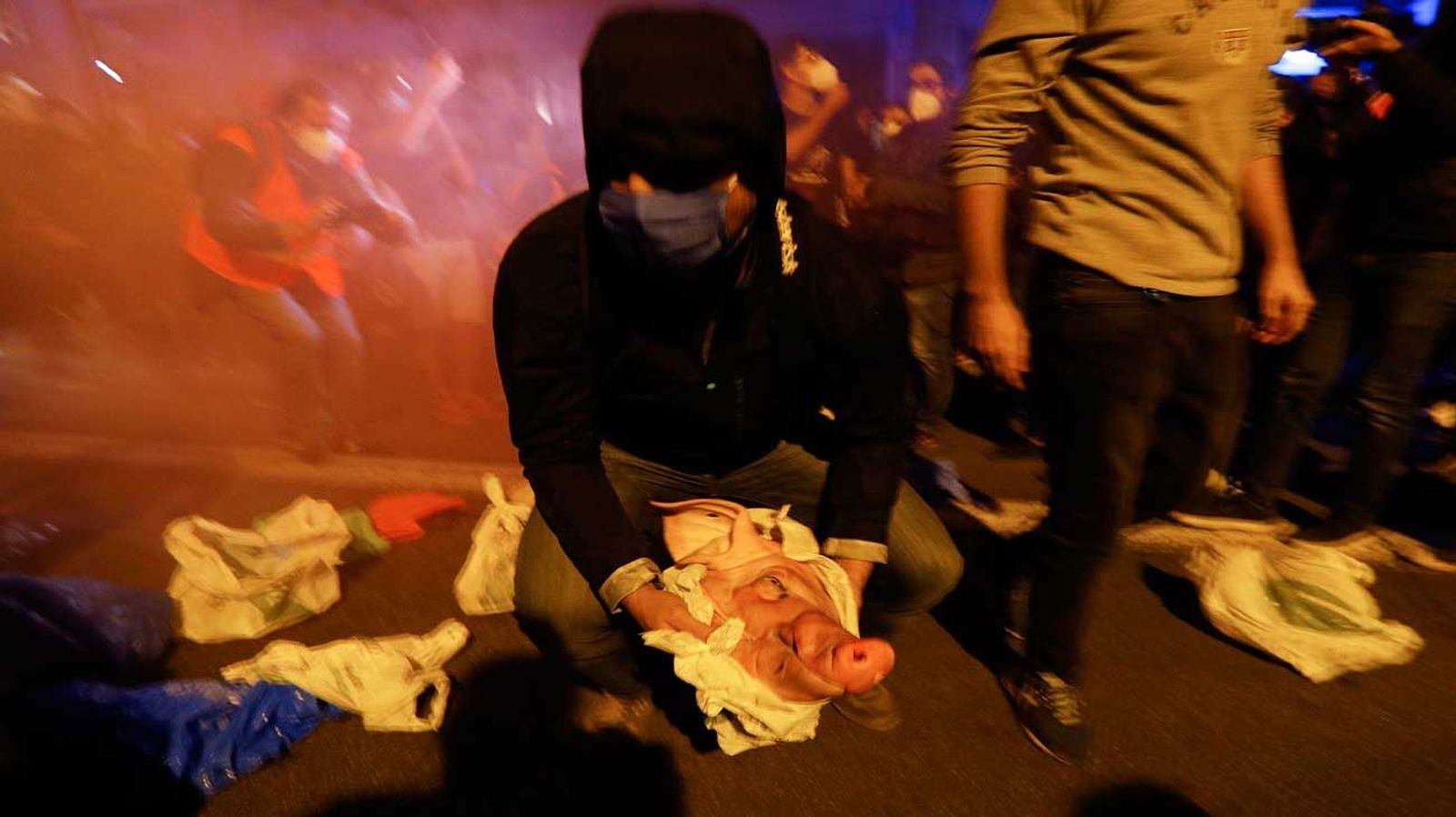 Arrojan cabezas de cerdo a los Mossos ante la Delegación del Gobierno en Barcelona