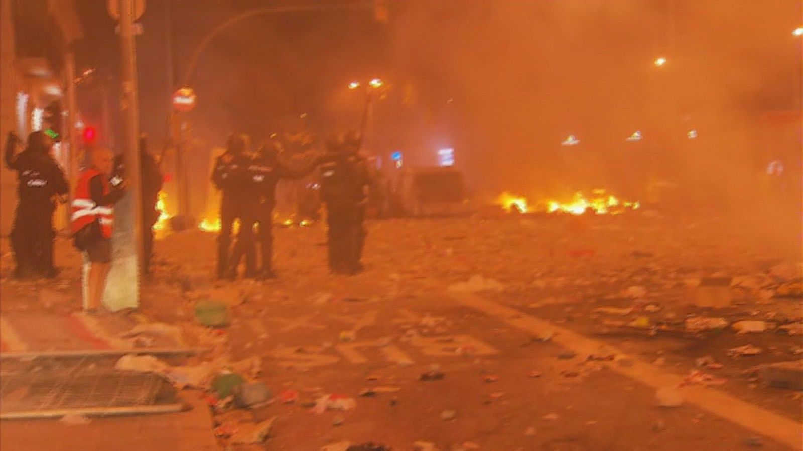La vía Laietana, epicentro de la batalla de este viernes en Barcelona