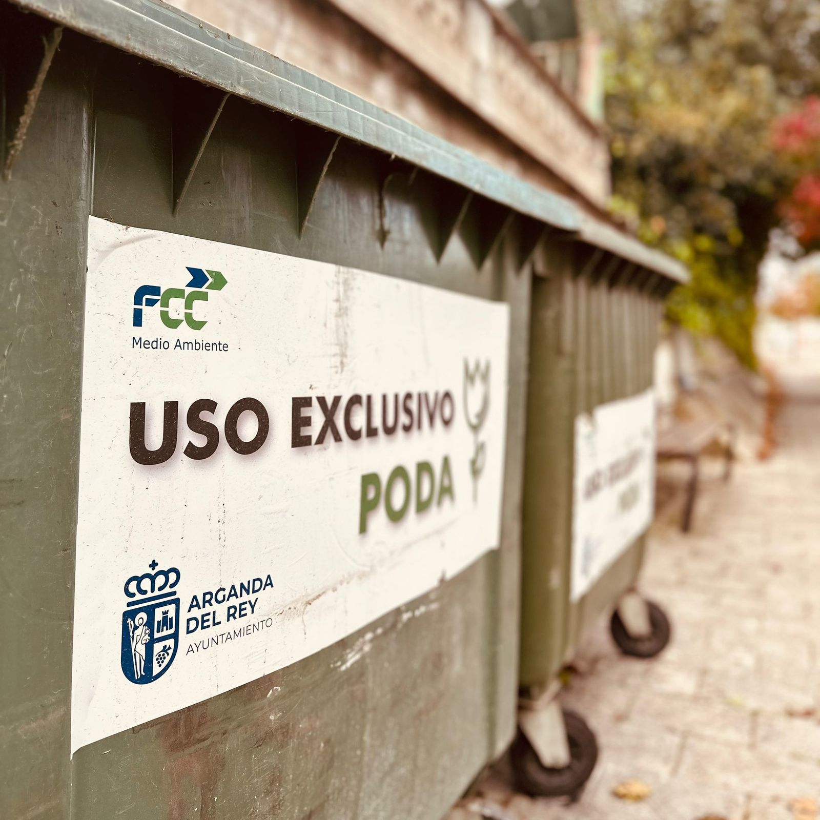 Contenedor de restos vegetales en Arganda del Rey