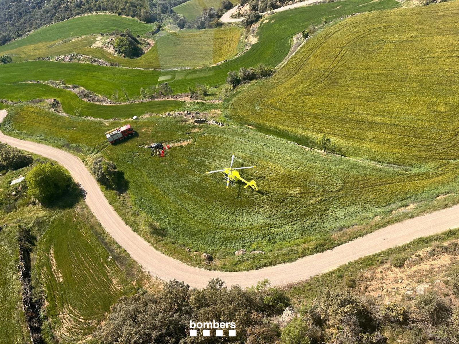 Accidente de un helicóptero privado en Vilanova de l'Aguda, Lérida