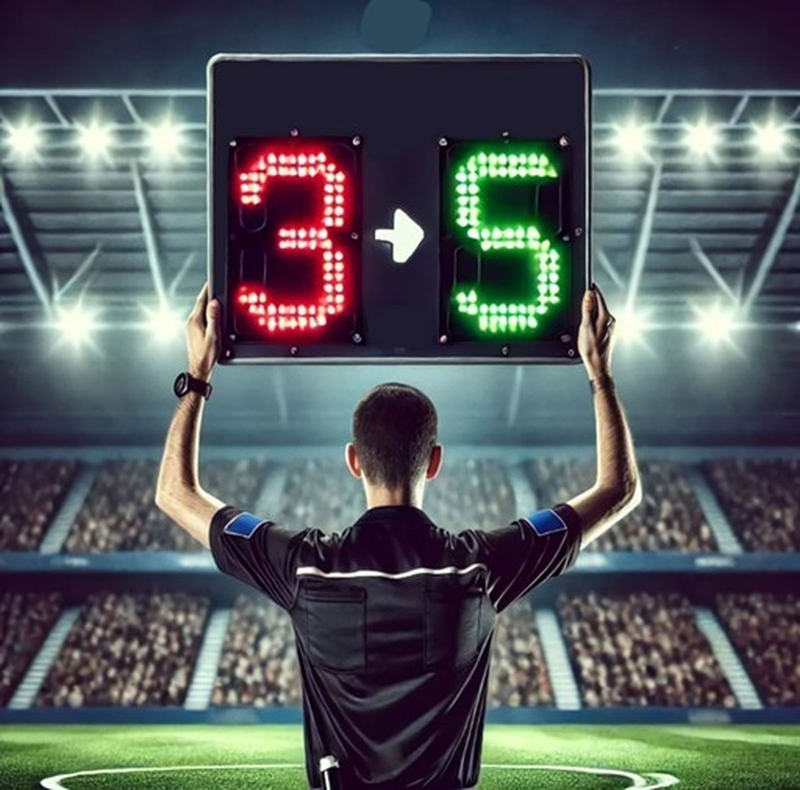 Indicación de cambio de jugadores en un partido de fútbol