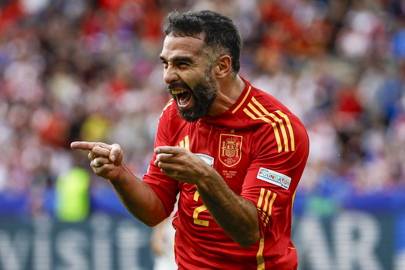 Carvajal celebra su gol a Croacia