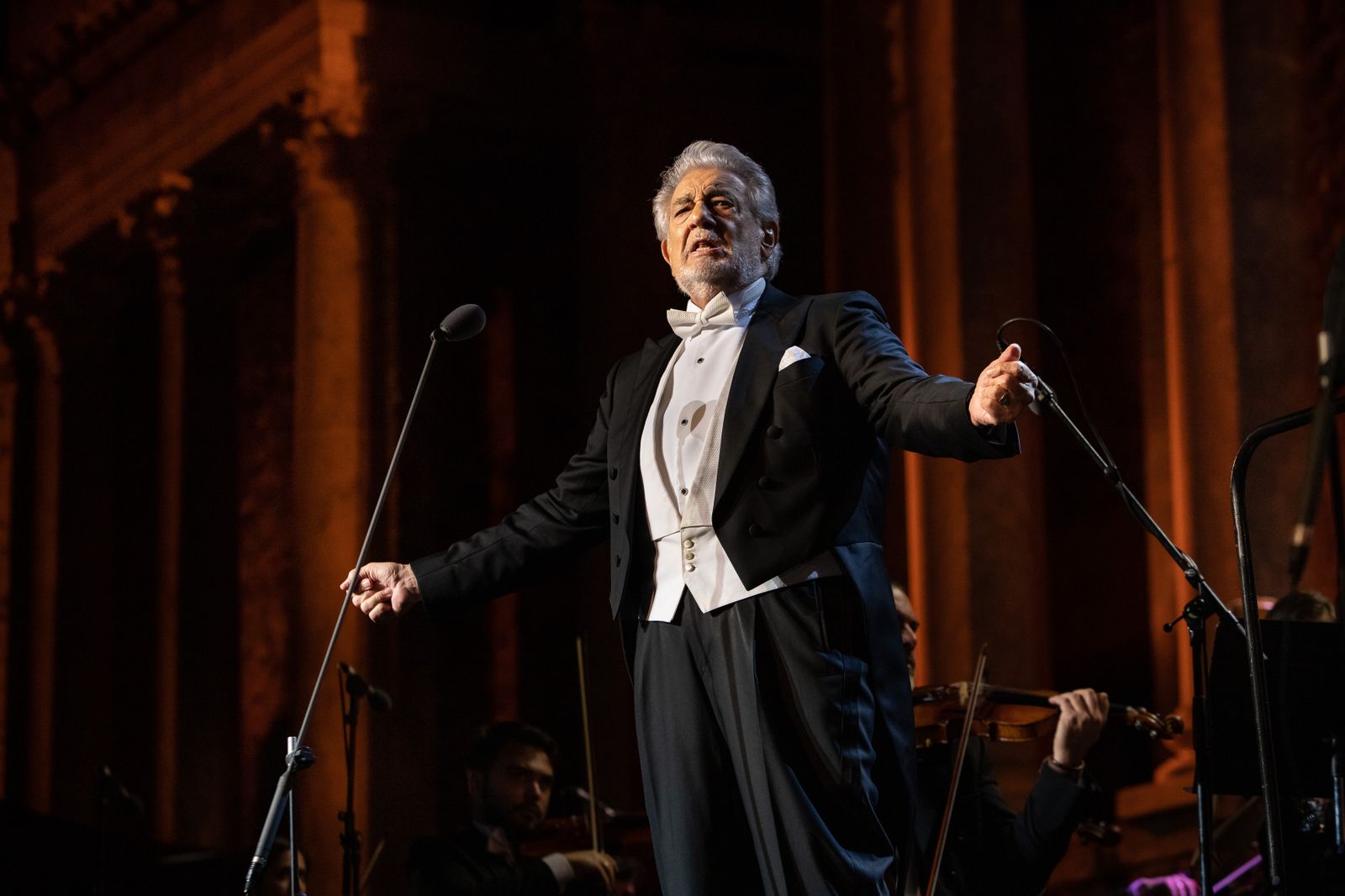 El tenor Plácido Domingo, durante un concierto en el Teatro Romando de Mérida el año pasado
