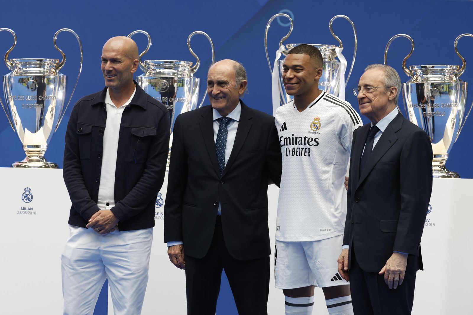 Zidane, Mbappé, Pirri y Florentino Pérez