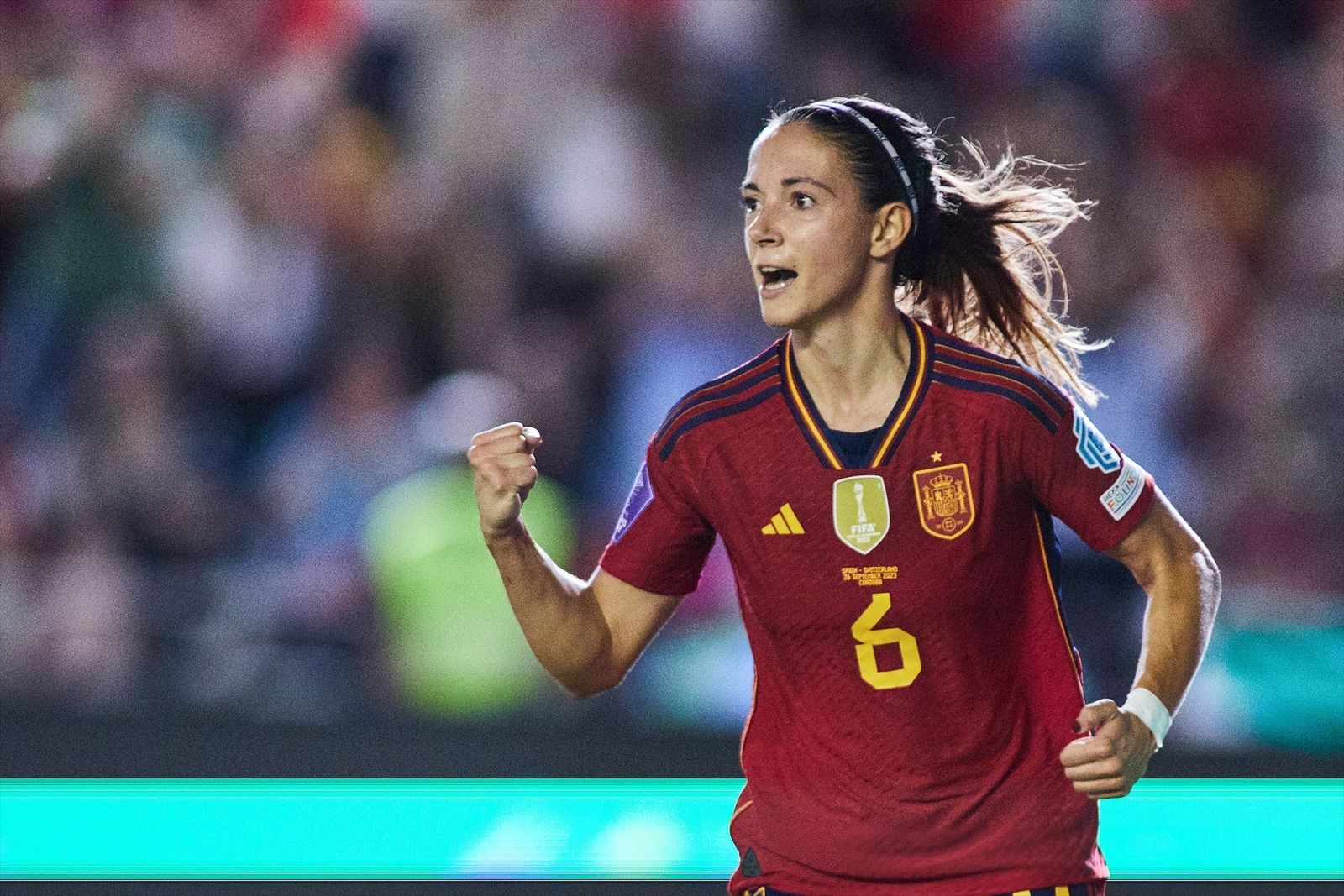 Aitana Bonmatí celebra un gol ante Suiza