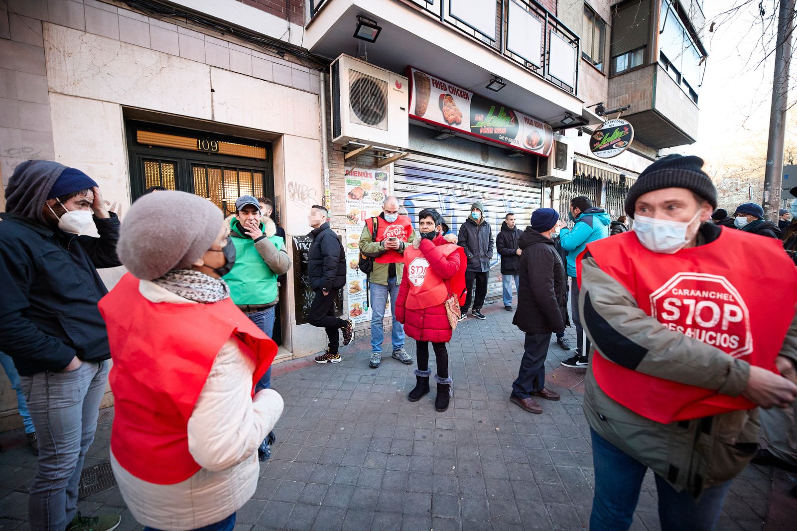 Intervención del Sindicato Vivienda Carabanchel en el desahucio de una pareja de octogenarios en enero de este año