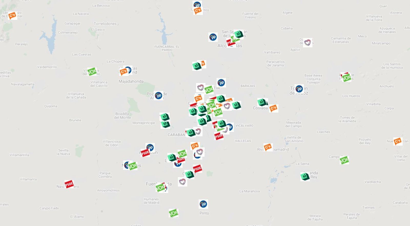 El mapa de los kilómetros en esta campaña electoral del 4M