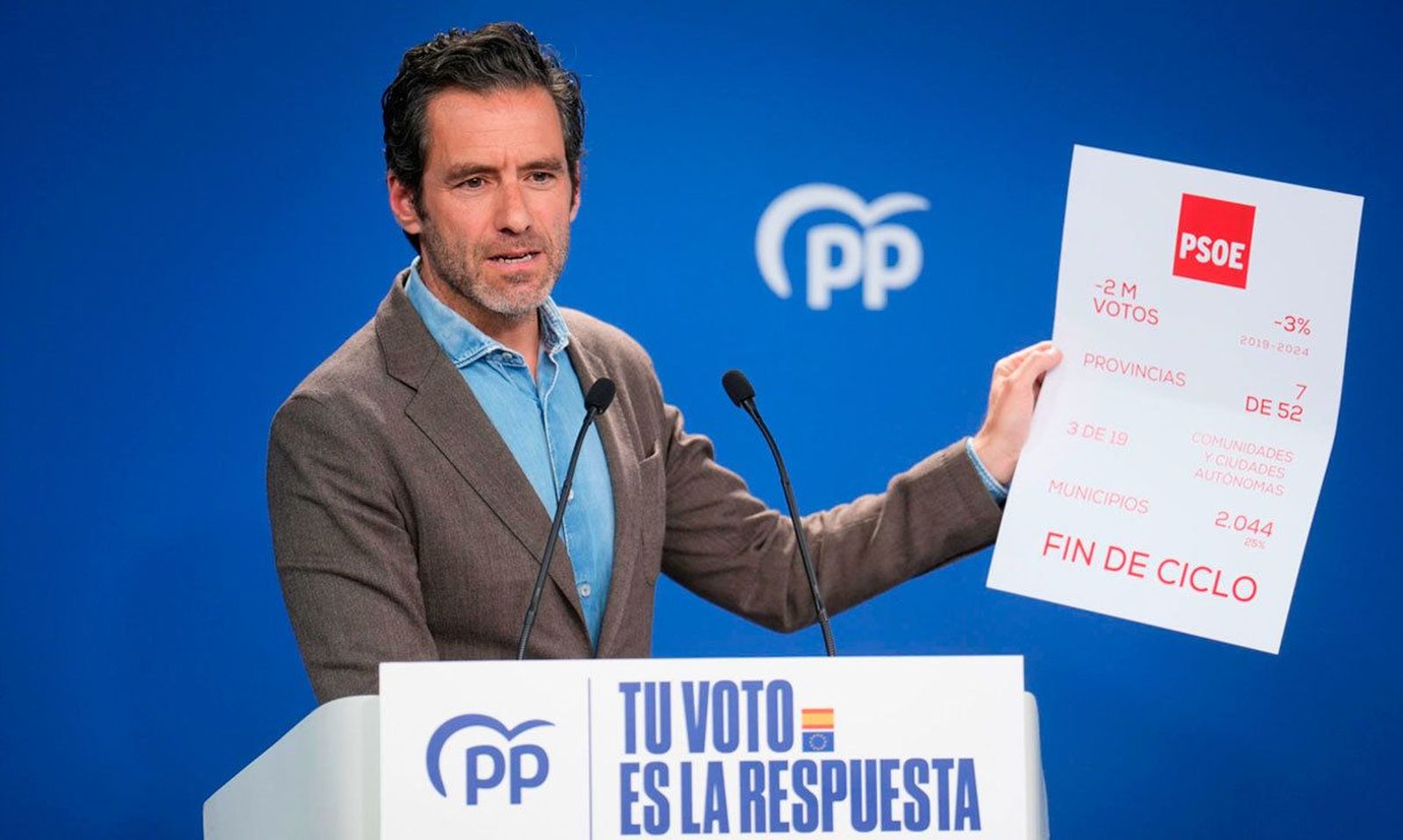 El PP pide a Sánchez que convoque las elecciones generales tras su derrota en las europeas