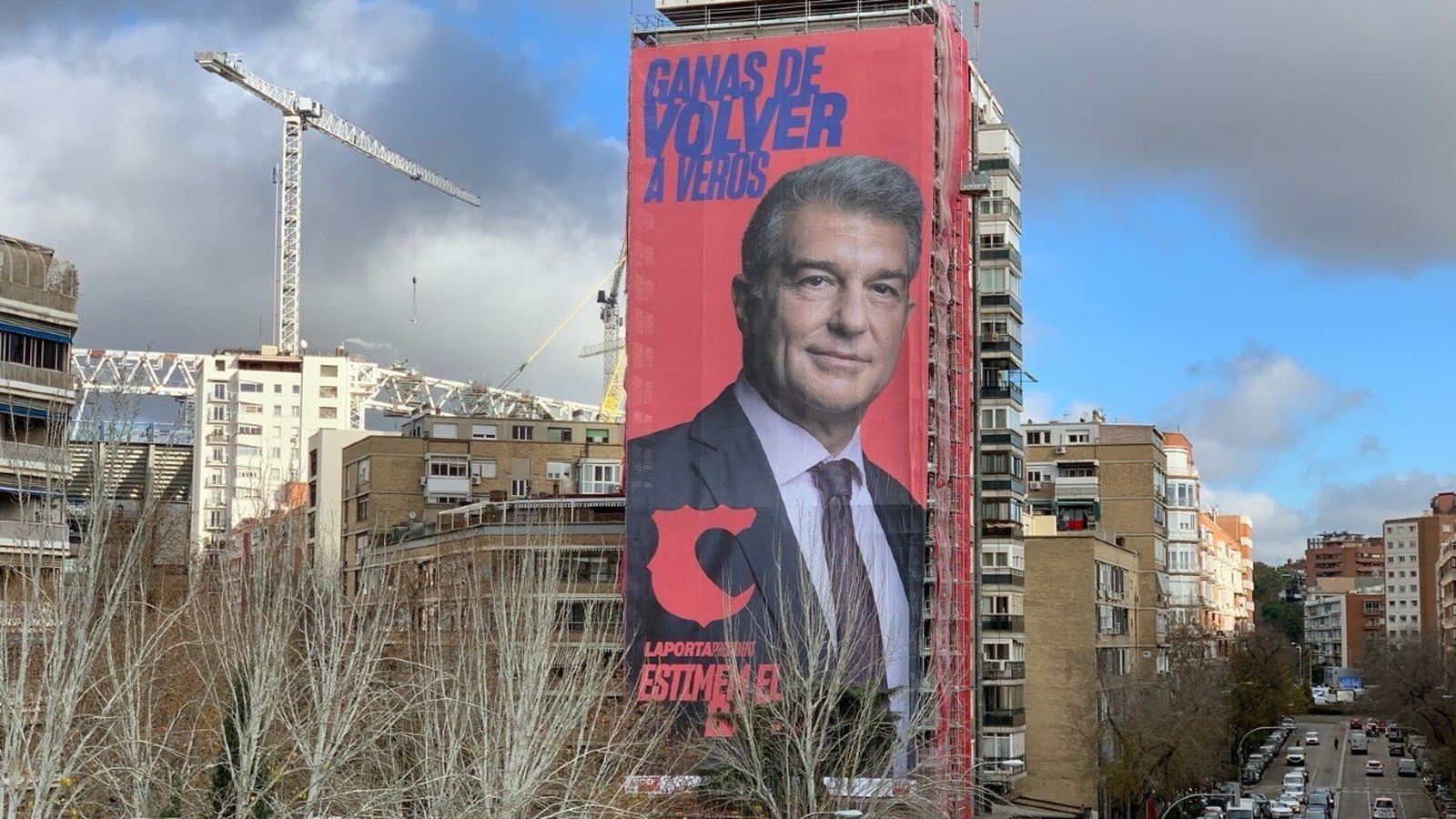 Pancarta de Joan Laporta
