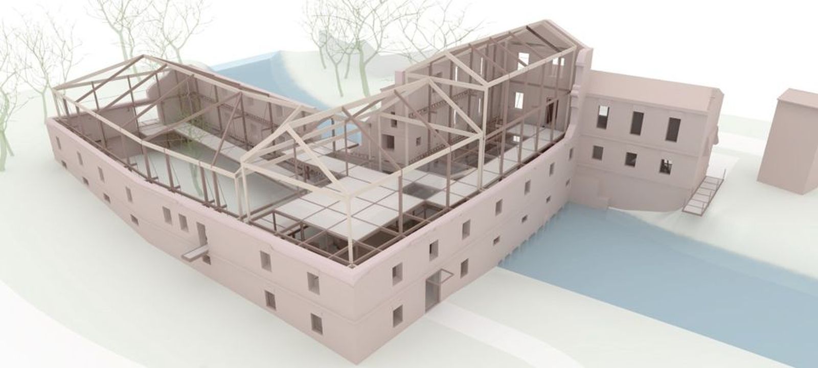 Ilustración del proyecto de recuperación del Molino Borgoñón o del Colegio, en Alcalá de Henares