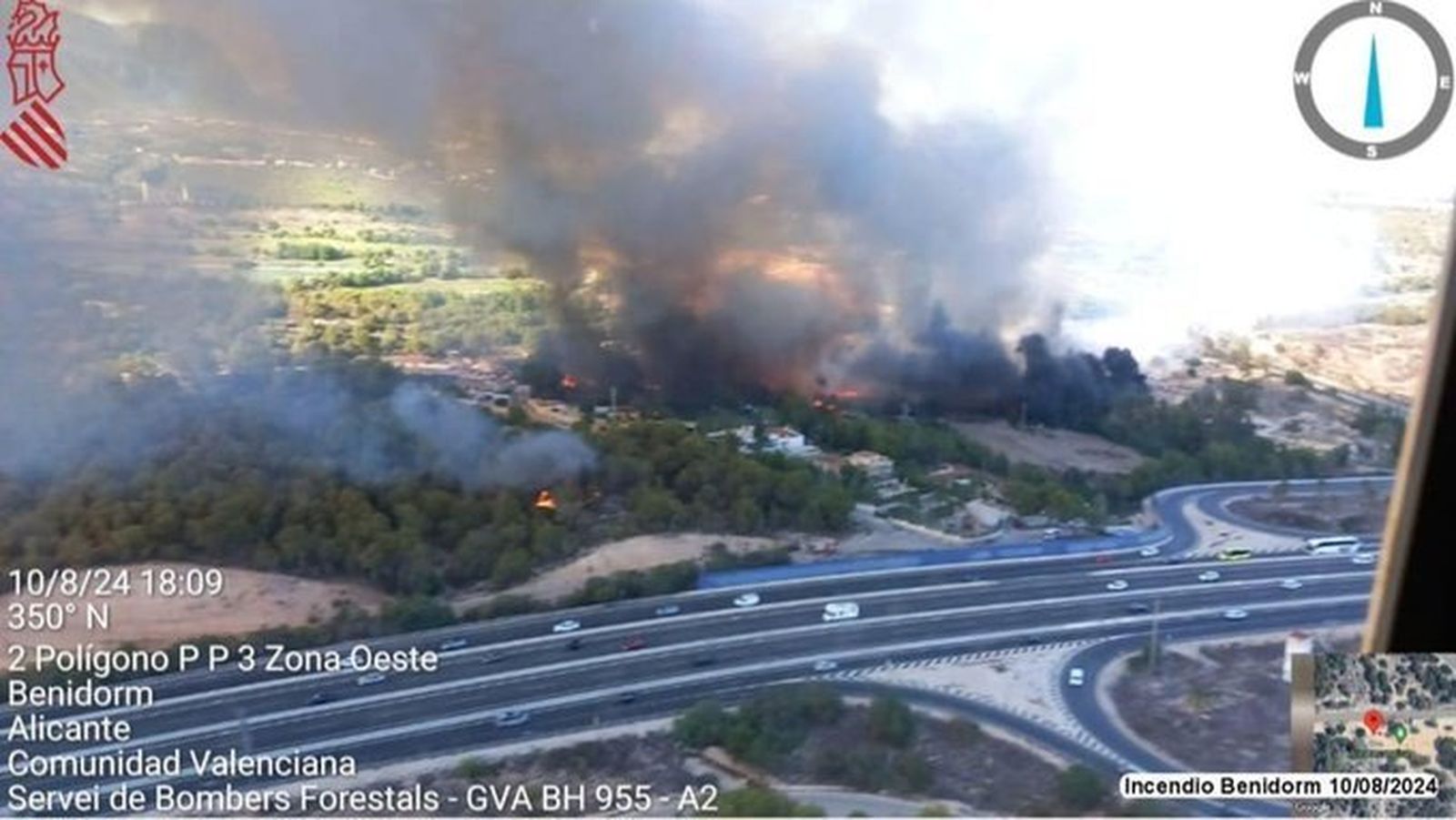 Incendio forestal en Benidorm