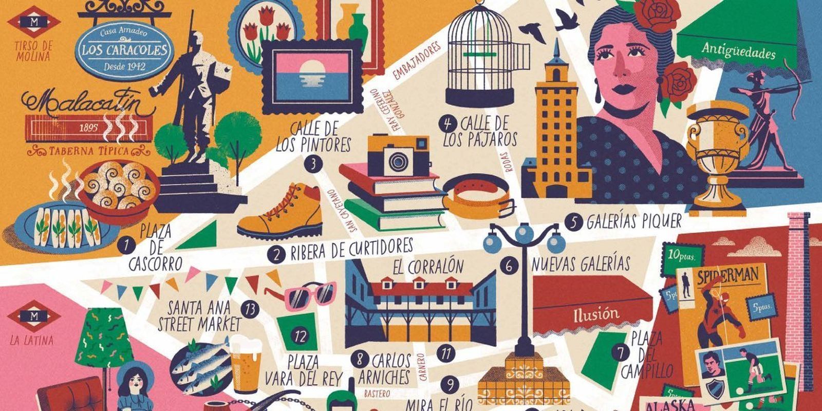Una imagen del nuevo mapa ilustrado del Rastro