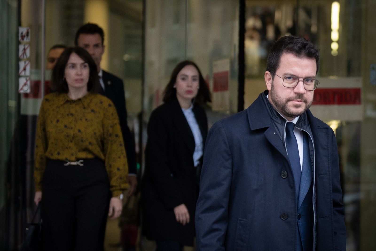 El presidente de la Generalitat, Pere Aragonès, sale de declarar en la Ciudad de la Justicia en Barcelona