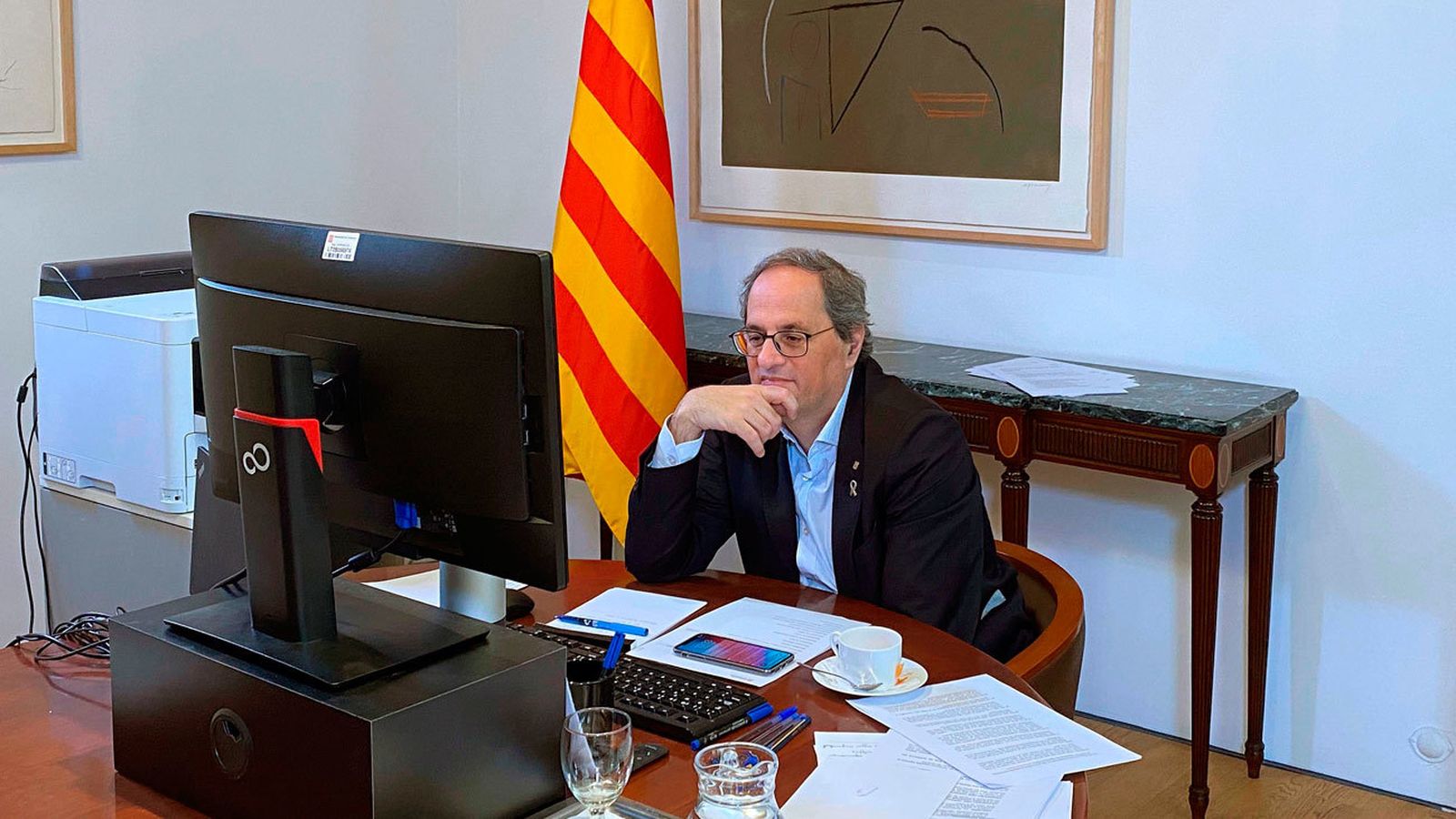 Torra defiende ante Sánchez que Cataluña “debe gestionar” su desescalada