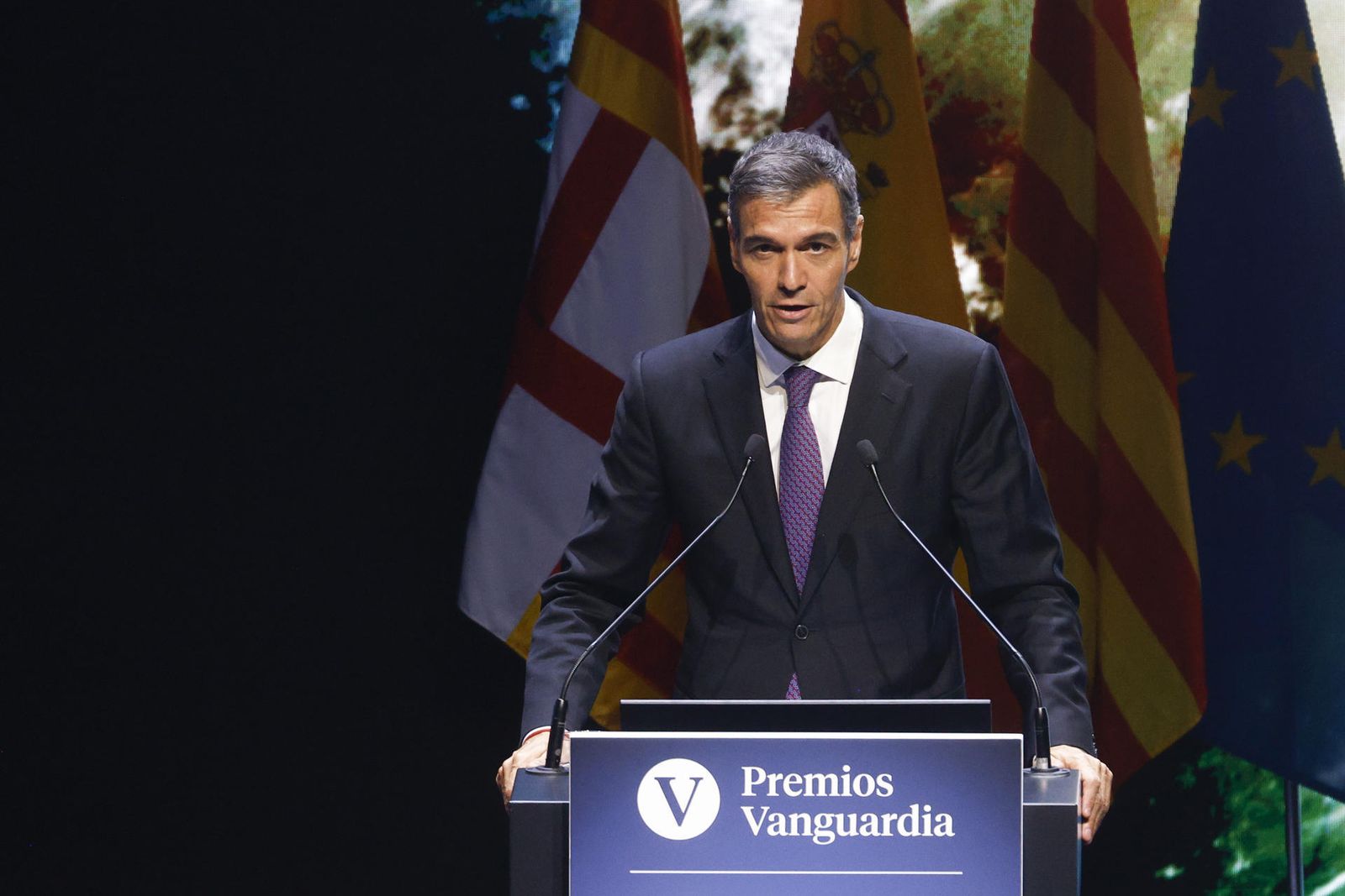 El presidente del Gobierno Pedro Sánchez durante la gala de entrega de la IV edición de los Premios Vanguardia
