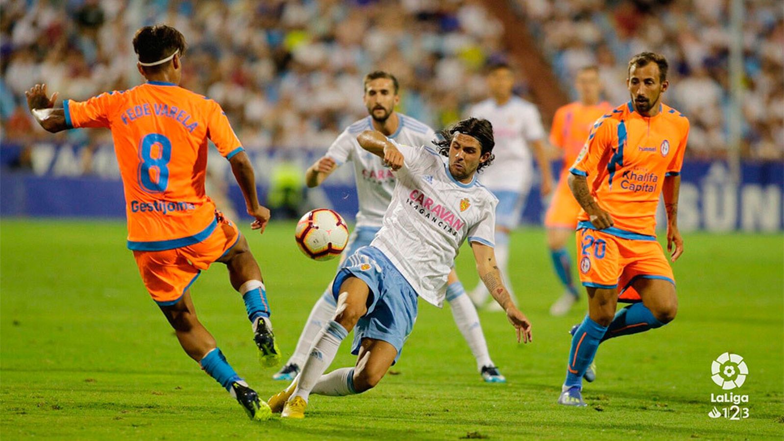 Imagen del partido de debut del Rayo Majadahonda en la segunda división española, ante el Real Zaragoza
