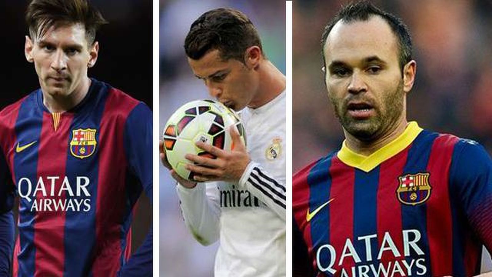 Cristiano, Messi e Iniesta, aspirantes al Balón de Oro