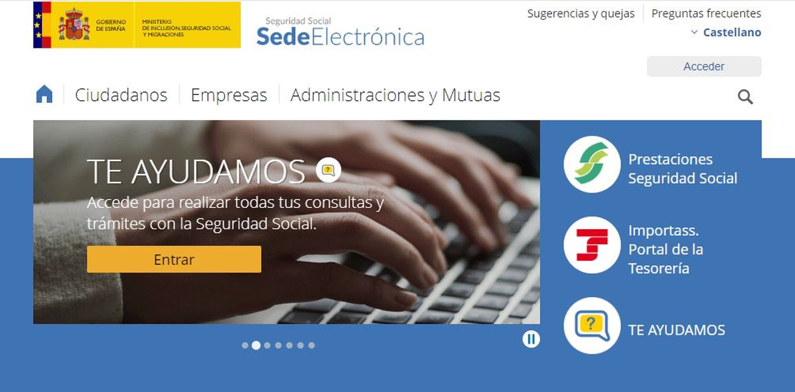 Acceso a la sede electrónica de la Seguridad Social