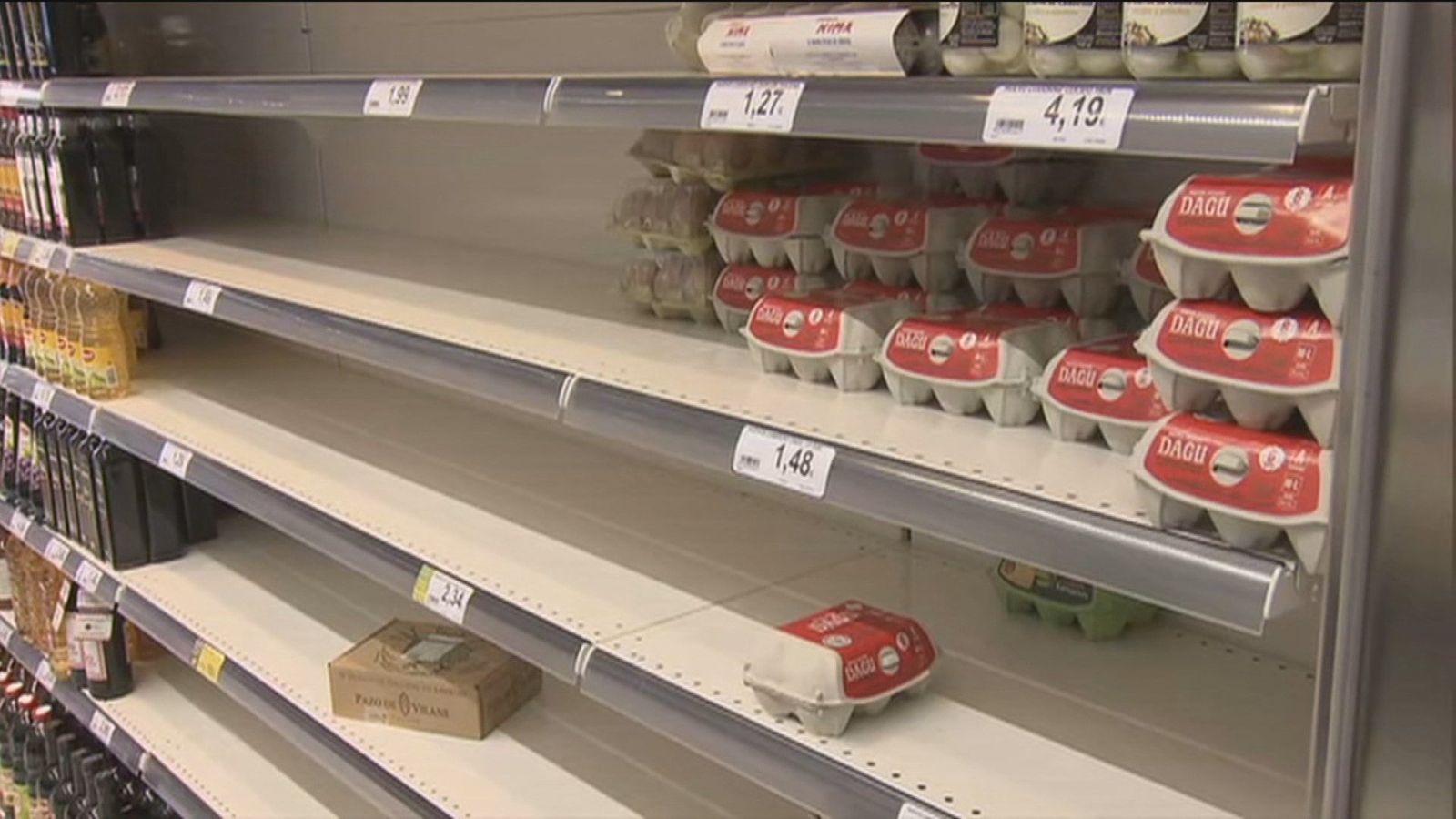 El desabastecimiento comienza a notarse en algunos supermercados de Madrid tras la nevada