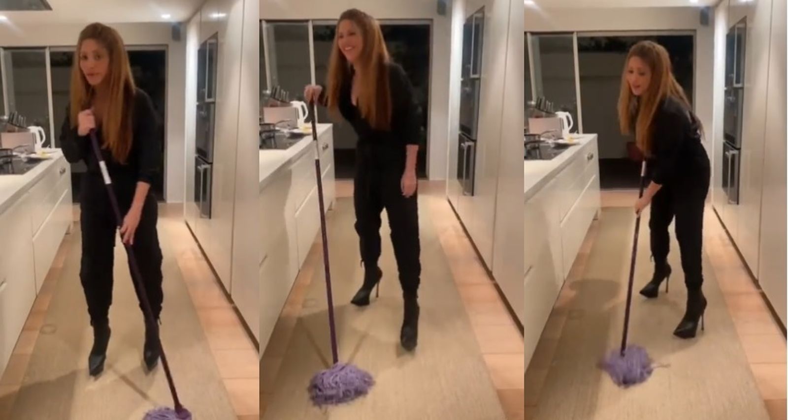 Shakira fregando en su vídeo de Tiktok