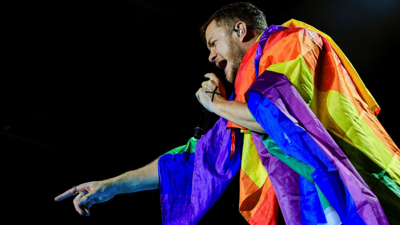 El líder de la banda estadounidense Imagine Dragons, Dan Reynolds, durante su actuación en la octava edición del DCode Festival
