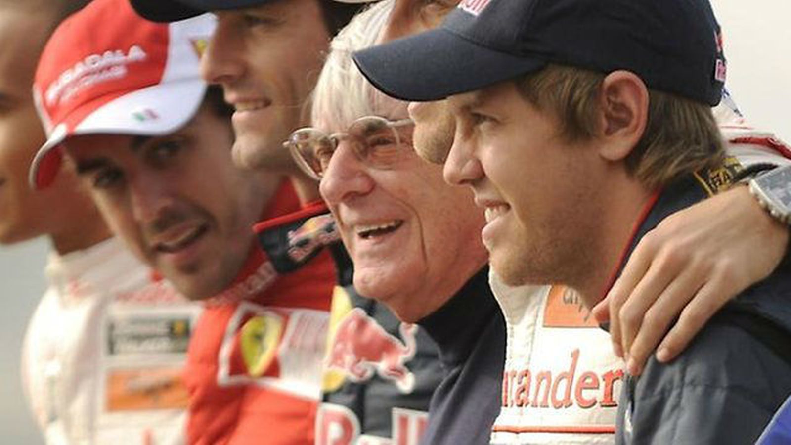 Alonso, Ecclestone y Vettel