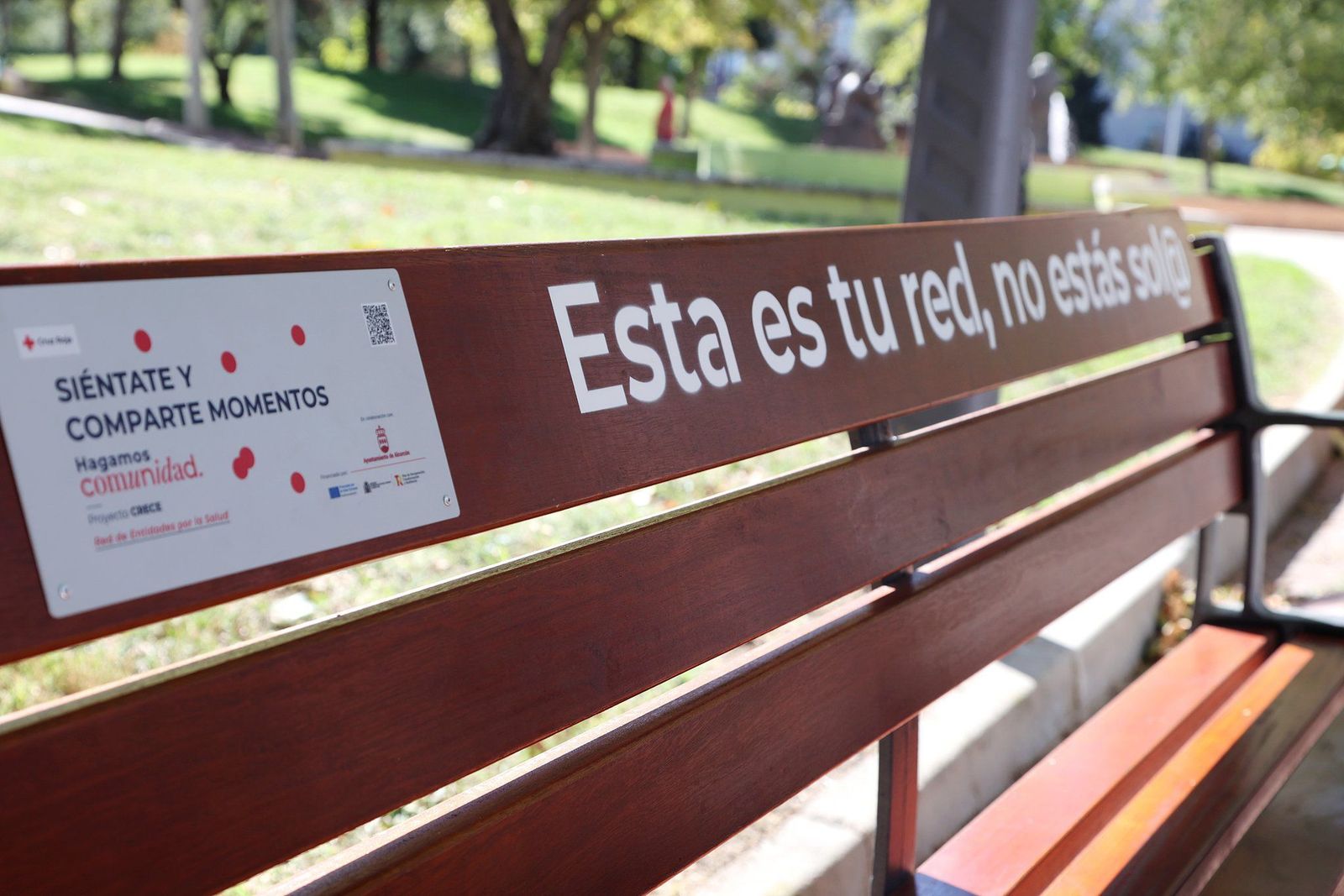El 'Banco para compartir', en el Parque de la Paz de Alcorcón
