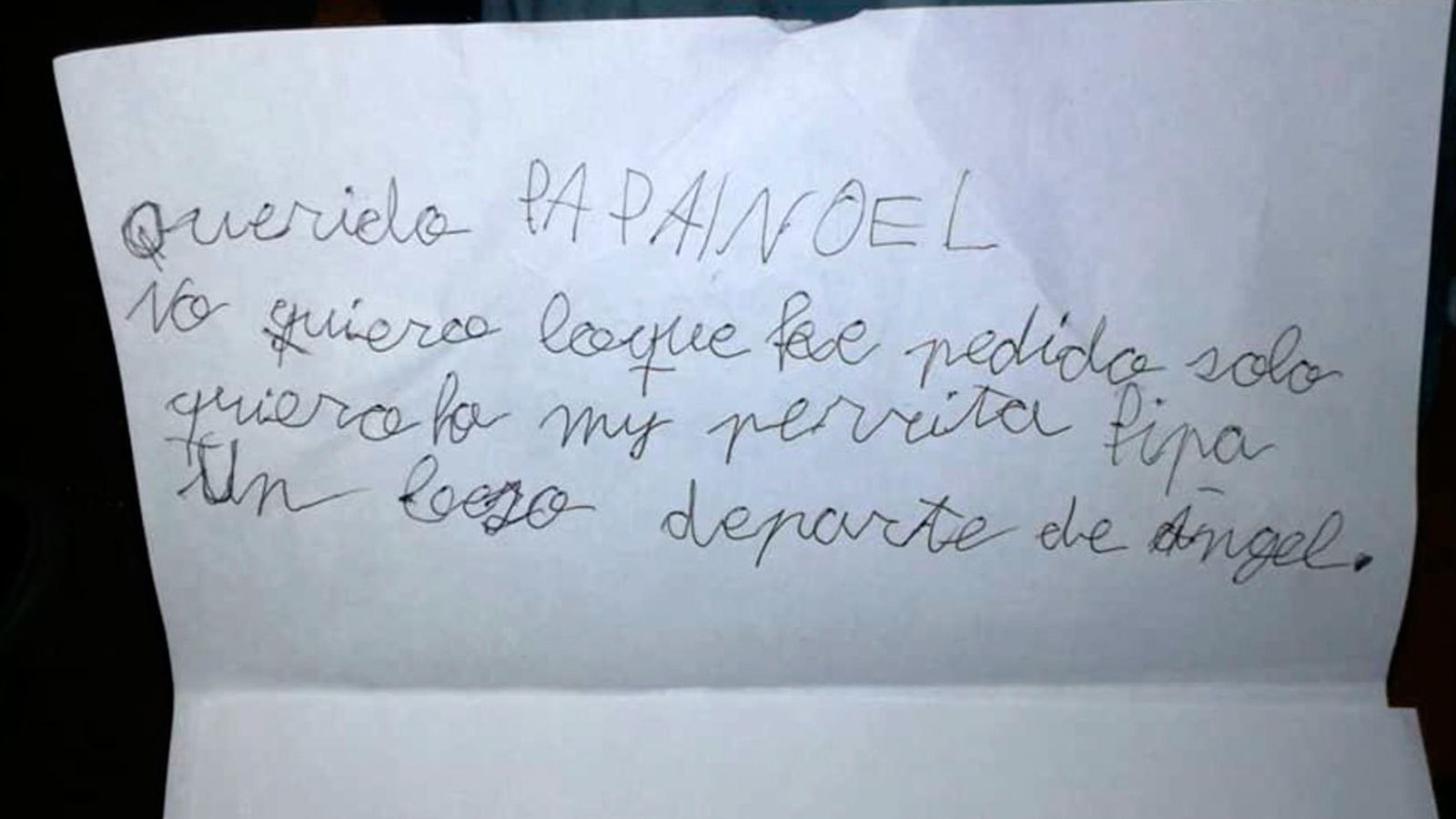 Esta es la carta que Ángel envió a Papá Noel pidiendo encontrar a 'Pipa'