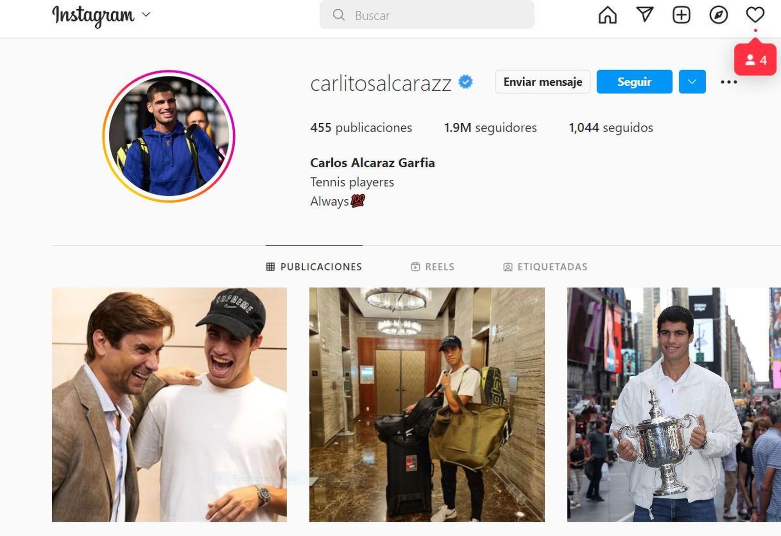 Instagram de Carlos Alcaraz