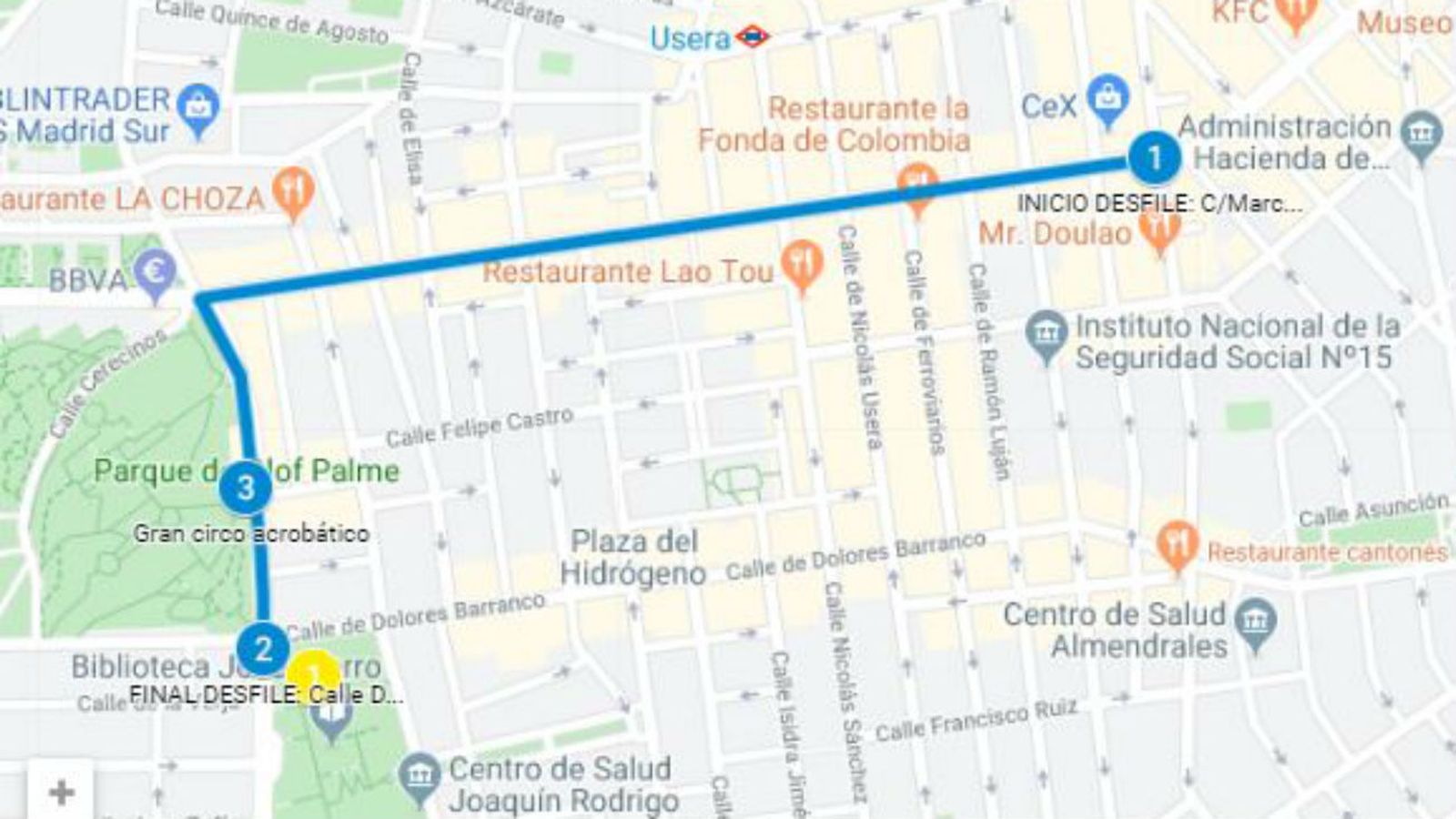 Recorrido del desfile del Año Nuevo Chino