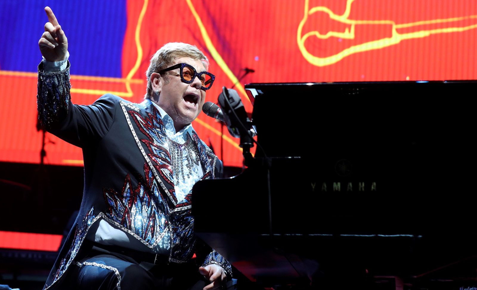 El cantante y compositor británico Elton John durante su última actuación en el Wizink Center de Madrid