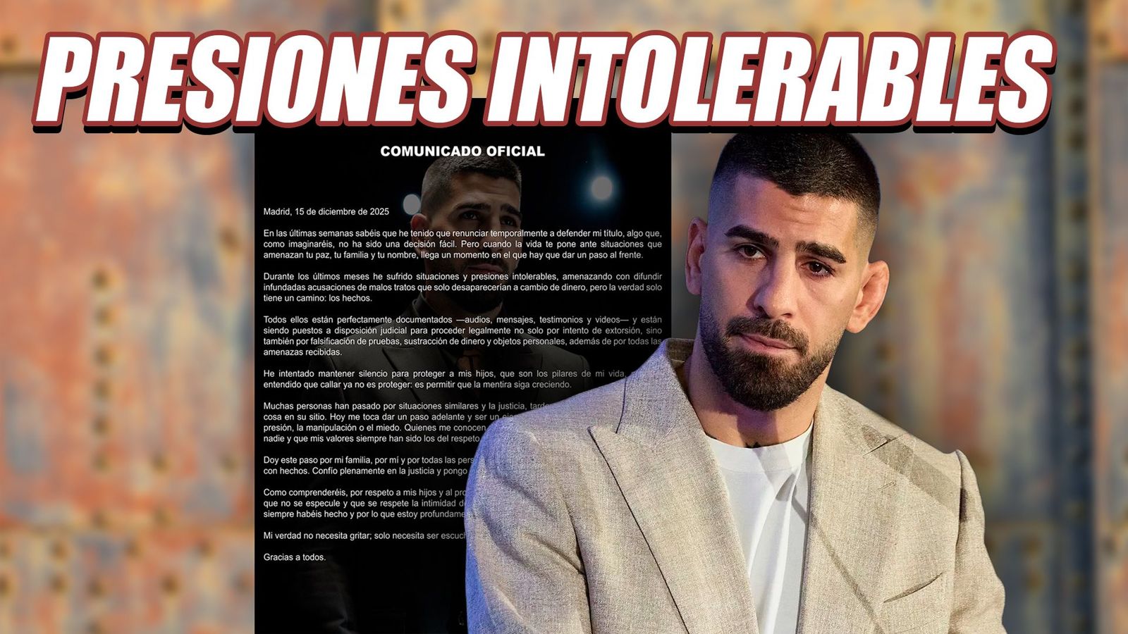 Topuria denuncia "presiones intolerables y un intento de extorsión"