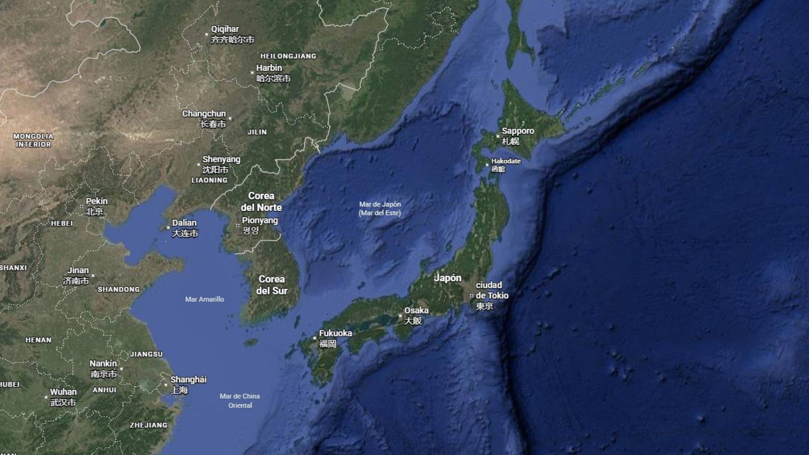 Imagen satélite de Japón
