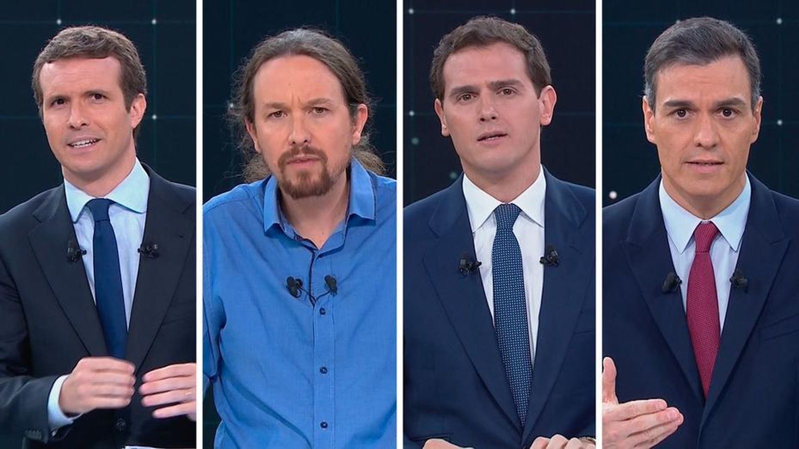 Pablo Casado, Pablo Iglesias, Albert Rivera y Pedro Sánchez
