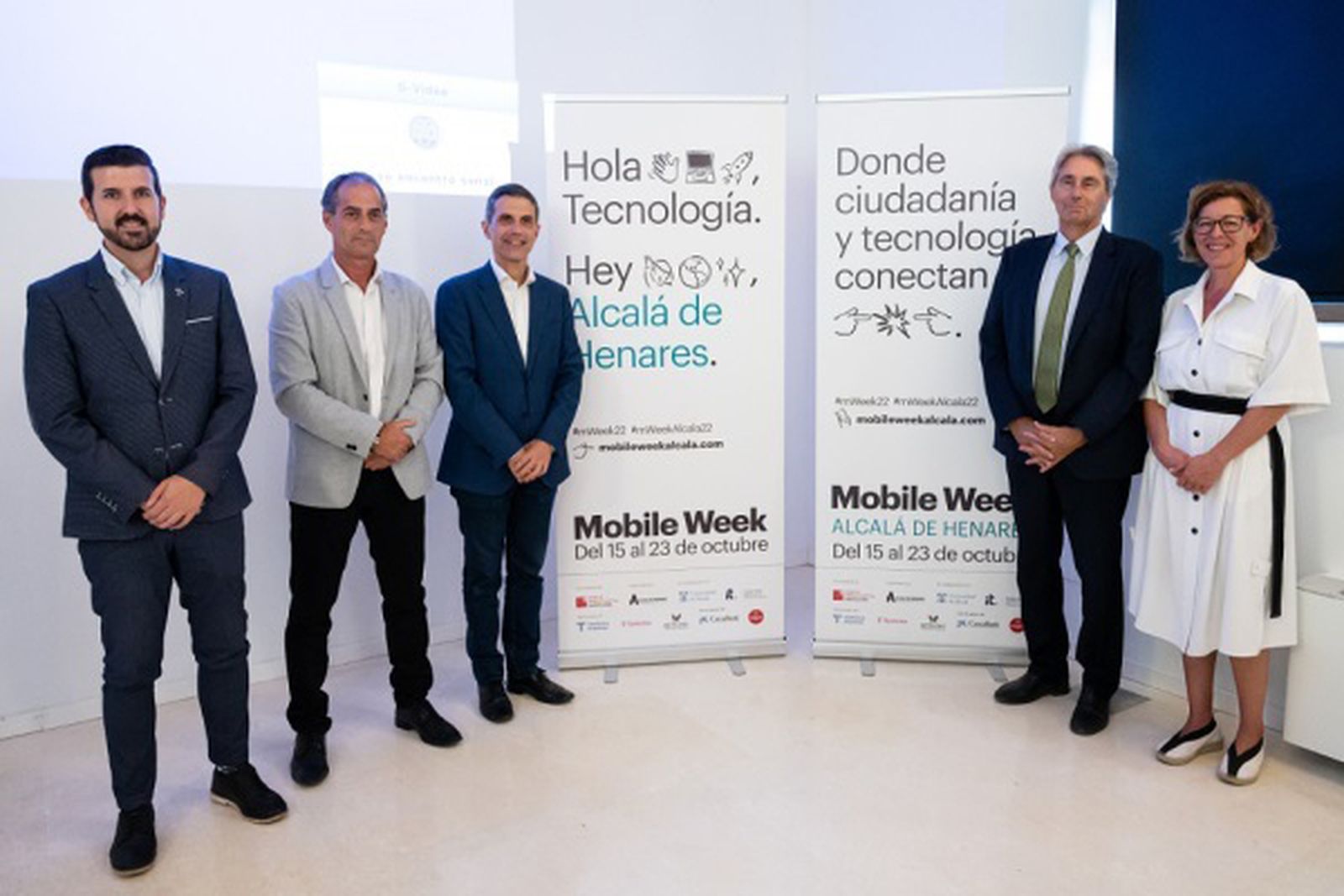 El alcalde de Alcalá, Javier Rodríguez Palacios, y el rector de la UAH, José Vicente Saz, presentan la segunda edición de la Mobile Week.