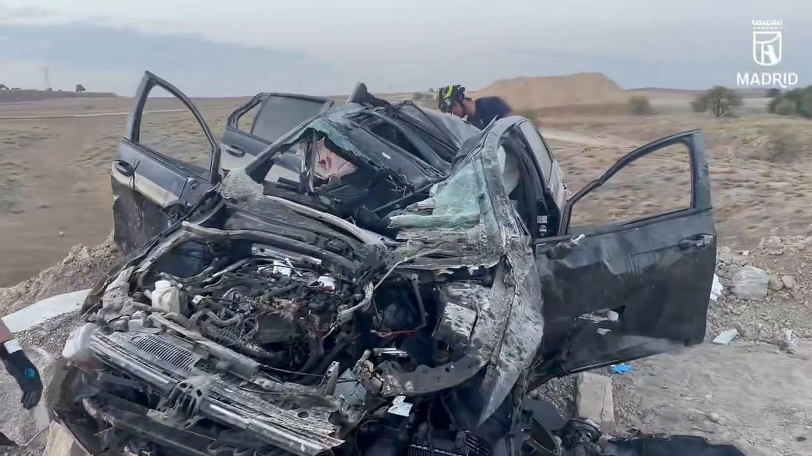 Heridos de gravedad dos jóvenes de 30 años tras un aparatoso accidente en el acceso a la M-31
