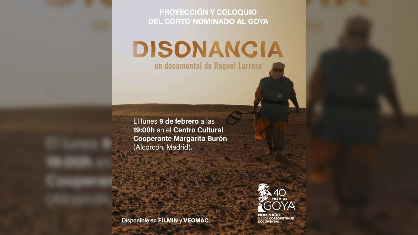 El Centro Cívico Margarita Burón de Alcorcón proyecta el corto 'Disonancia', nominado a los Goya 2026