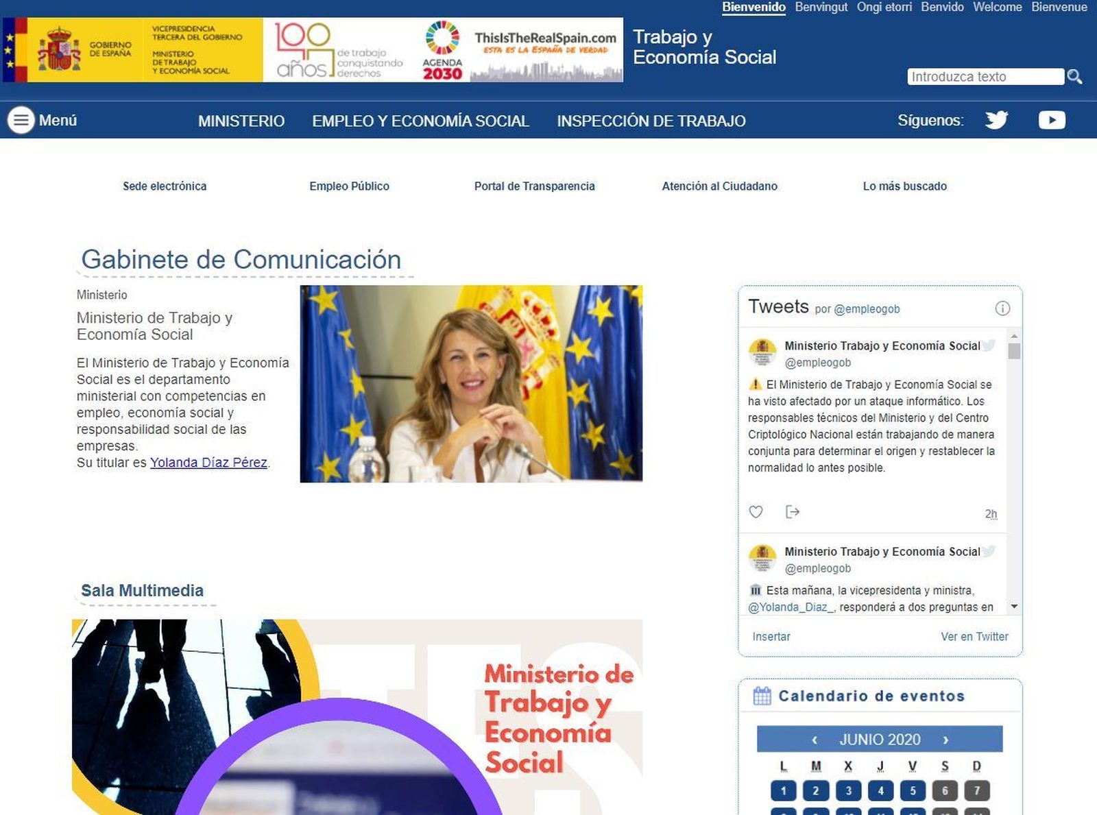 Web del Ministerio de Trabajo