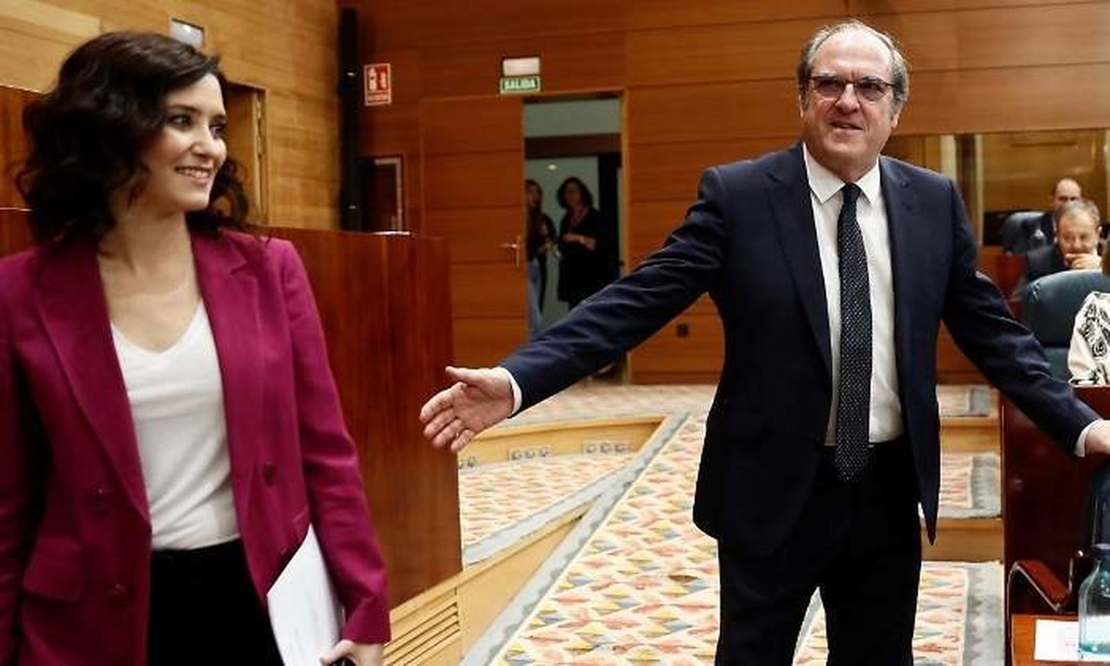 Isabel Díaz Ayuso y Angel Gabilondo en la Asamblea de Madrid