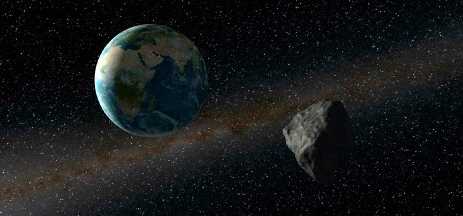 Impresión artística de un asteroide Arjuna próximo a la Tierra
