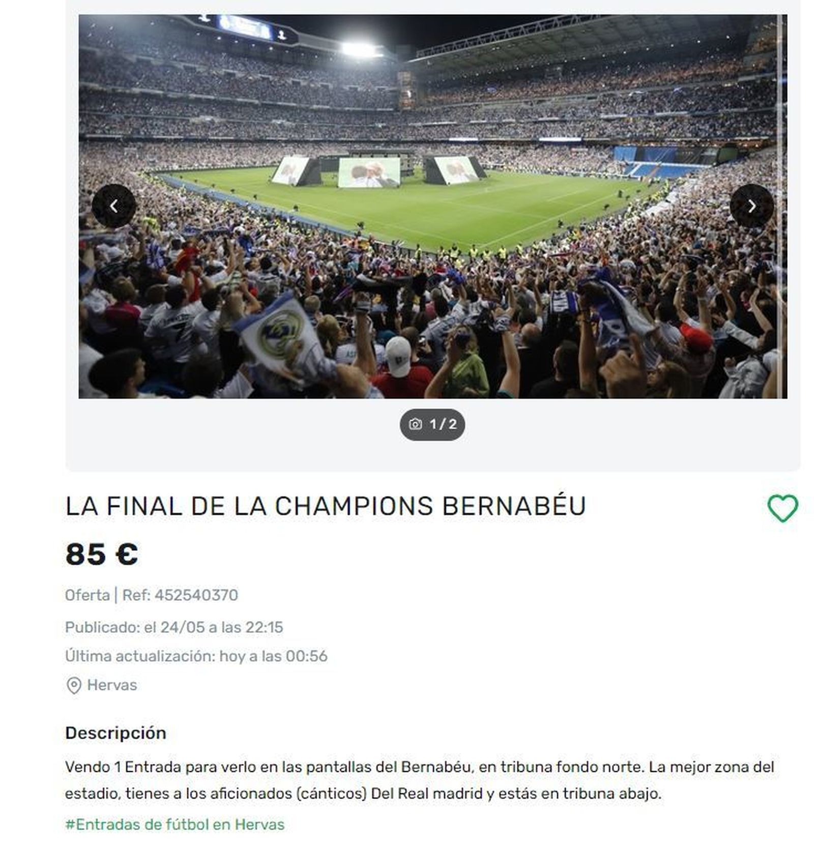 Reventa de entradas para ver la final de la Champions en el Santiago Bernabéu