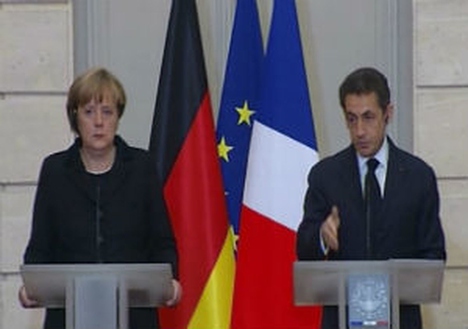 Merkel y sarkozy en Paris hoy