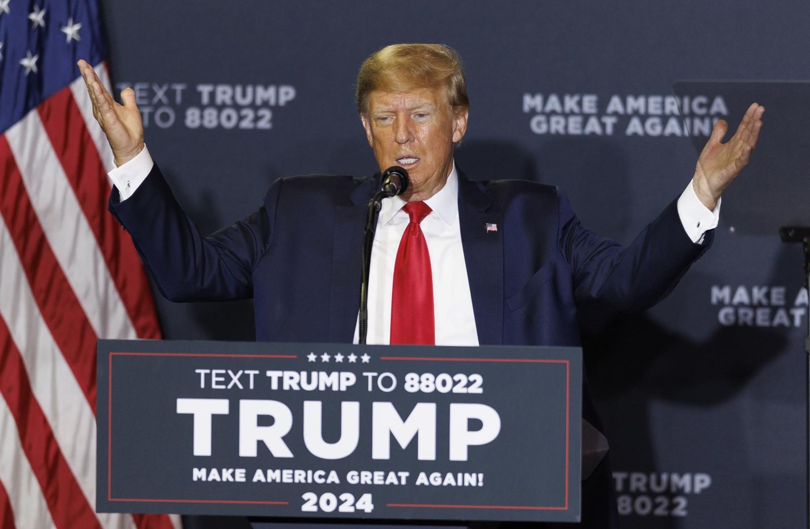 Acto de campaña del expresidente de EEUU Donald Trump en New Hampshire