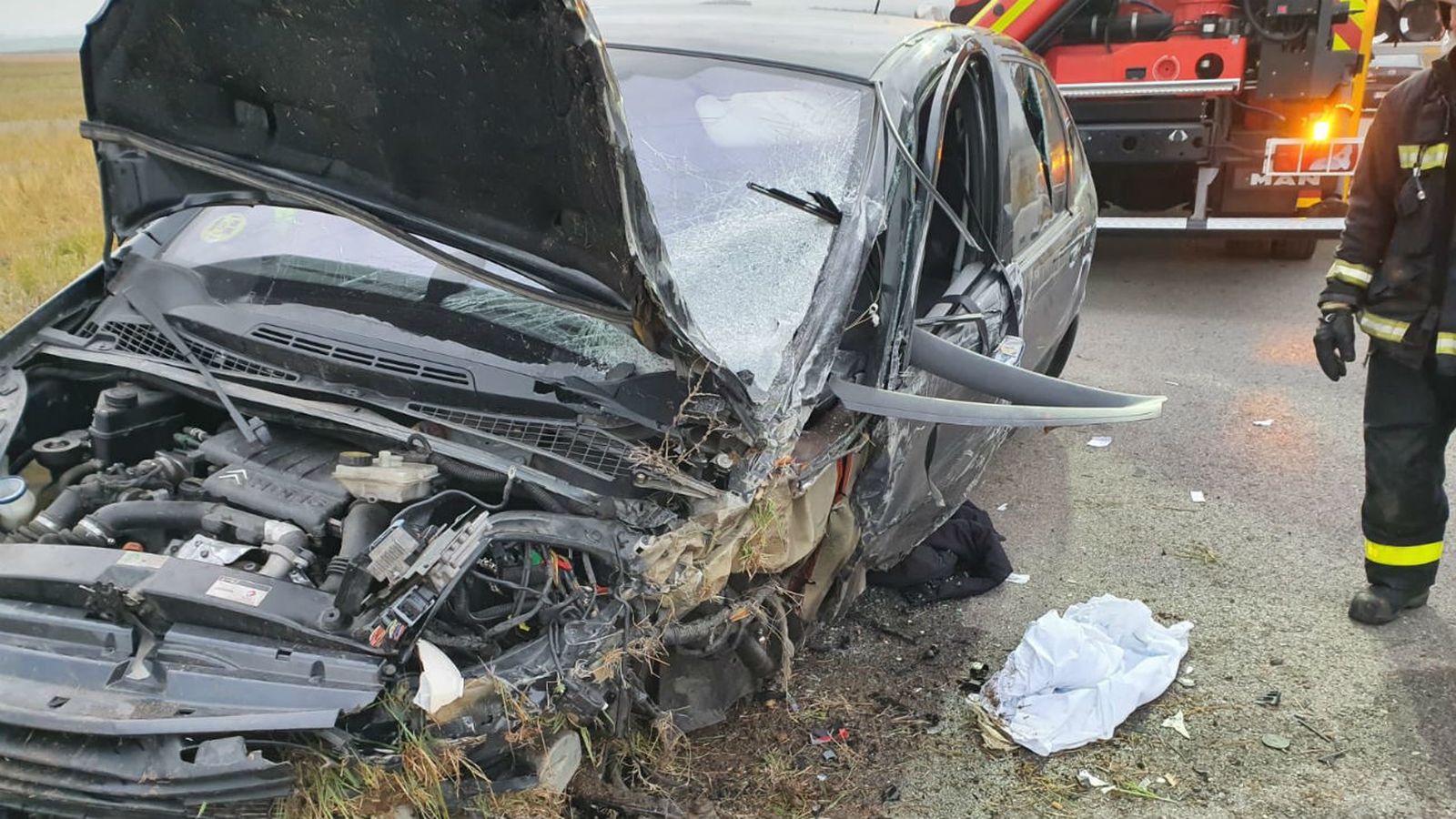 Accidente frontal en Algete