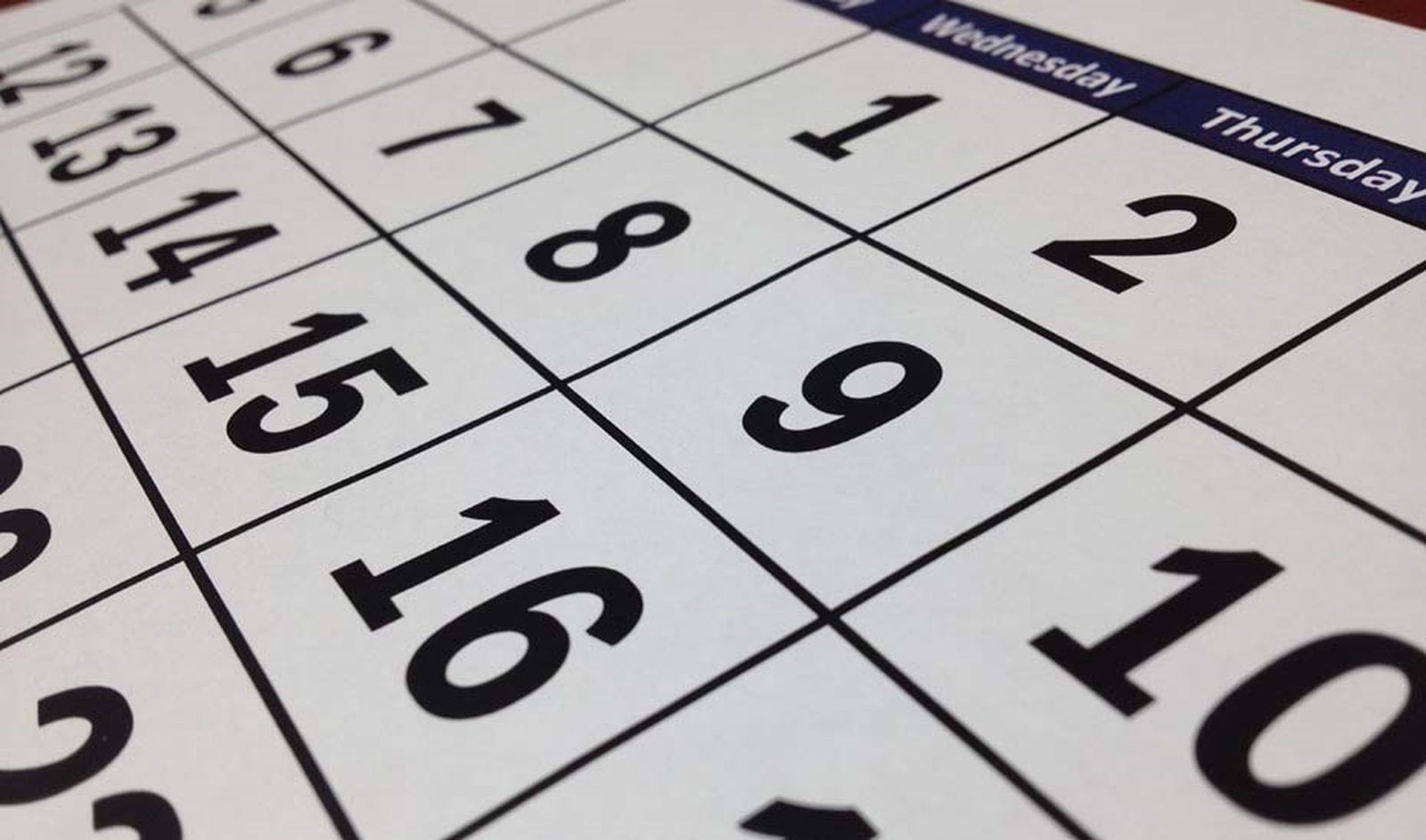 Imagen de un calendario