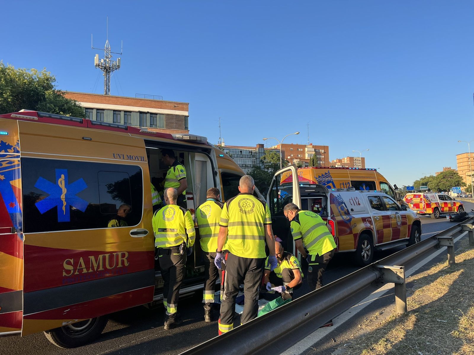 Un motorista de 41 años, grave al salirse de la vía en la A-42 a la altura de Carabanchel